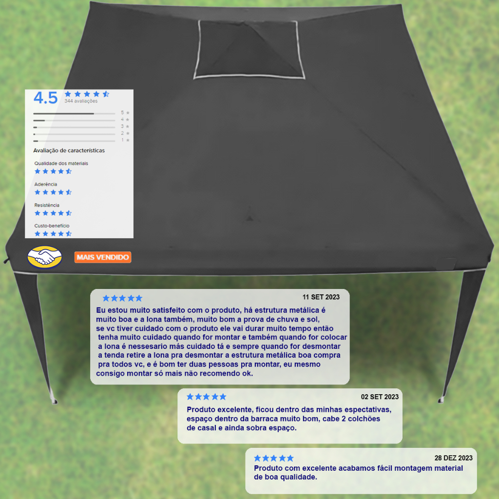 Detalhes do Tenda Gazebo 3x3 Barraca Praia 50 Uv Sanfonada A Prova Dagua