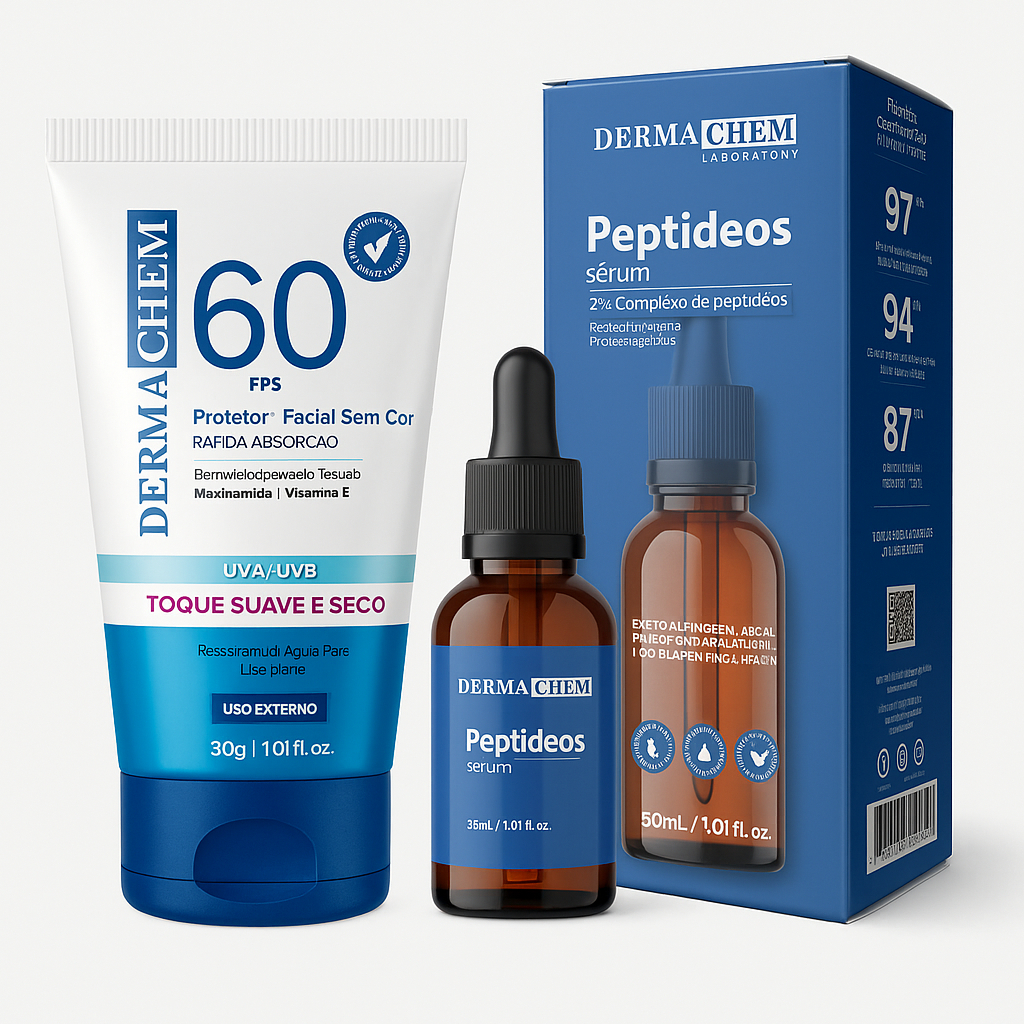 Dermachem Kit Skin Care Facial Área dos Olhos Efeito Lifting Protetor Solar e Sérum Peptídeos