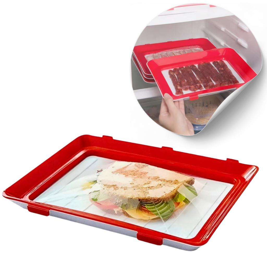 Bandeja Reutilizável Para Frios e Alimentos – Vermelha 29,5cm