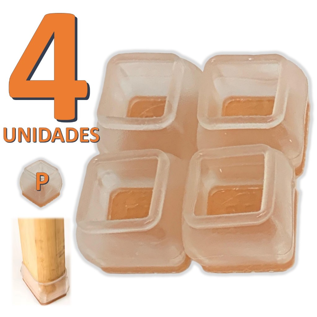 Kit 04 Peças Protetor De Silicone Para Pé Da Mesa E Cadeira Transparente QUADRADO Tam: P em Oferta na Shopee