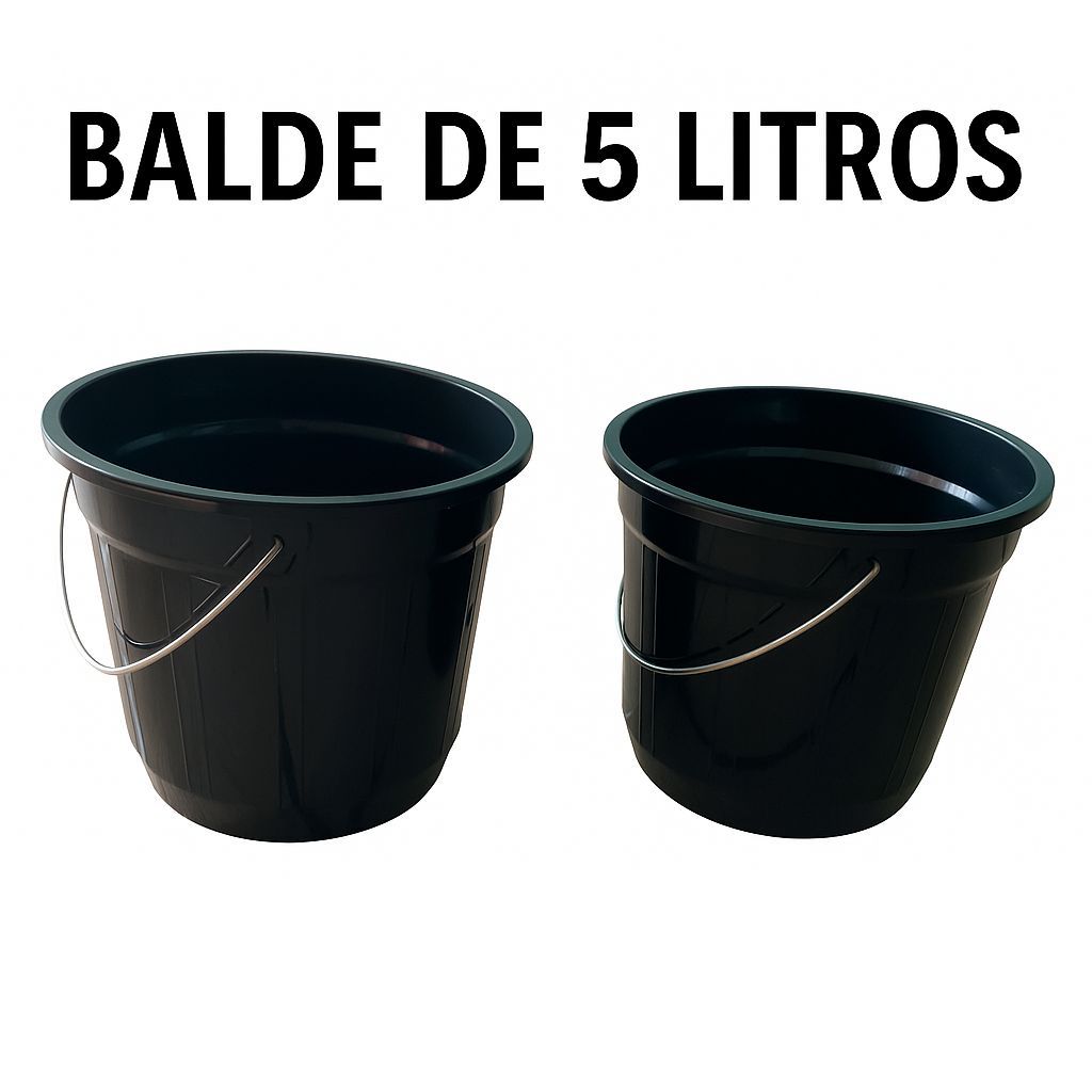 kit 2 balde reforçado alca de ferro de metal balde de plastico preto 5 litros em Oferta na Shopee
