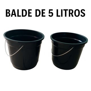 kit 2 balde reforçado alca de ferro de metal balde de plastico preto 5 litros em Oferta na Shopee