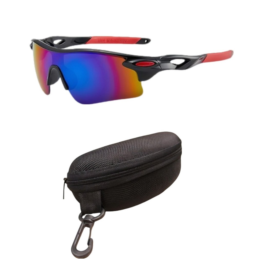 Kit Óculos Case Rígida Esportivo Tático Proteção UV400 Antimpacto Corrida Bike Ciclismo Volei