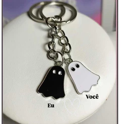 02 Peças Chaveiros Fantasmas Fantasminhas Metadinha Presente Casal