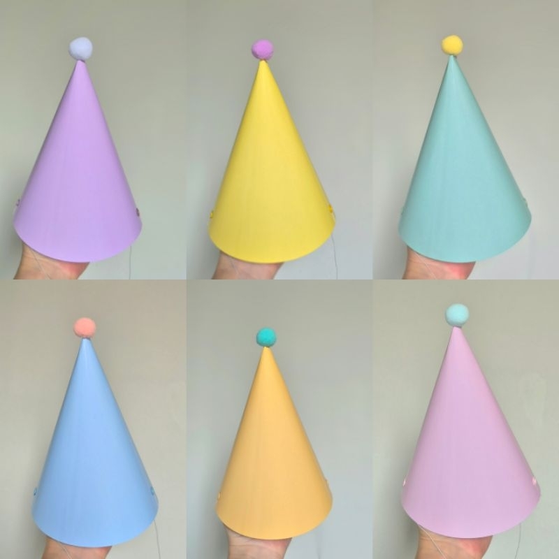 Chapeus de aniversario candy colors/ kits 6 ou 12 unidades