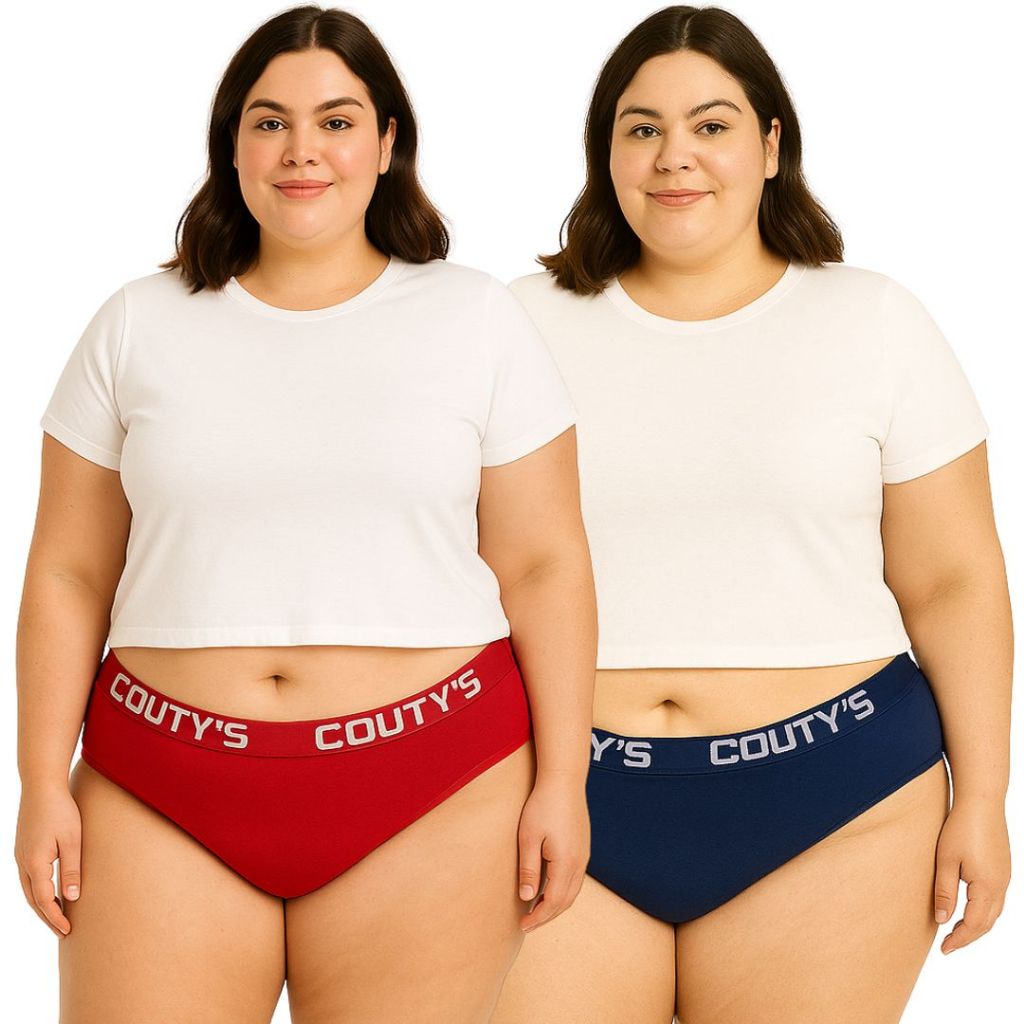 Kit 3 Calcinha Plus Size Cintura Alta 100 % Algodão Cotton — imagem 2 de 2