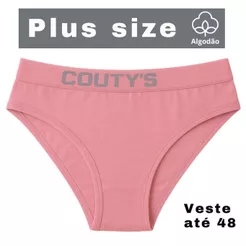 Kit 3 Calcinha Plus Size Cintura Alta 100 % Algodão Cotton