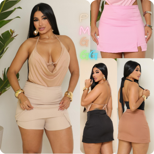 Short Saia Alfaiataria Feminino com Abertura Frontal e Zíper Lateral – Elegante e Confortável
