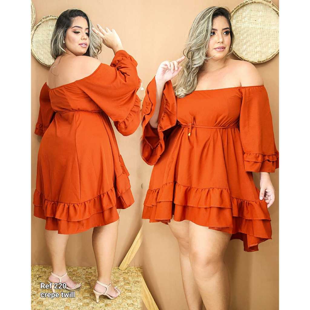 Vestido Plus Size Babado Moda Roupa Feminina Ciganinha Tomara Que Caia Blogueira em Oferta na Shopee