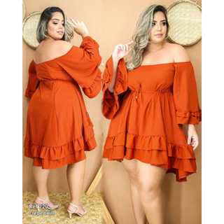 Vestido Plus Size Babado Moda Roupa Feminina Ciganinha Tomara Que Caia Blogueira em Oferta na Shopee