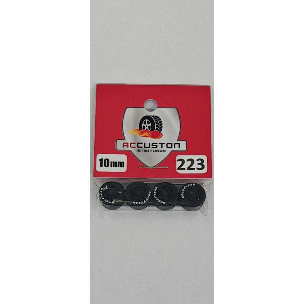 Rodas com pneu de borracha Para Customização de Hot Wheels Matchbox e Miniaturas 1/64  Ac Custon 10 mm modelo 223