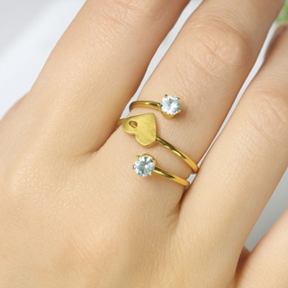 Anel Aço Inoxidável Dourado com Coração e Zircônias em Oferta na Shopee