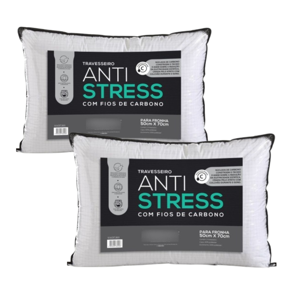 Kit 2 Travesseiro Anti Stress Fios De Carbono