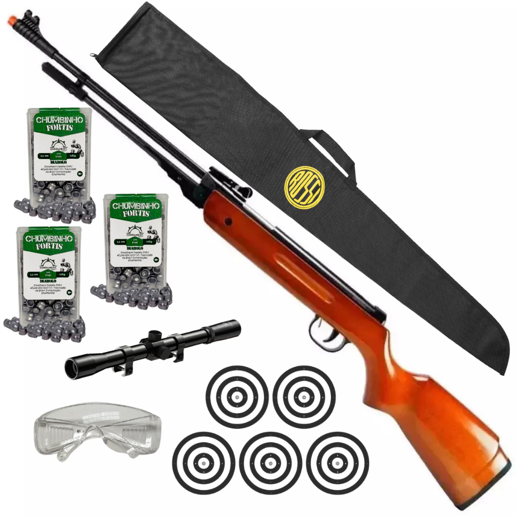 Carabina de Pressão Madeira Fixxar West 5.5mm Chumbinho Luneta Capa