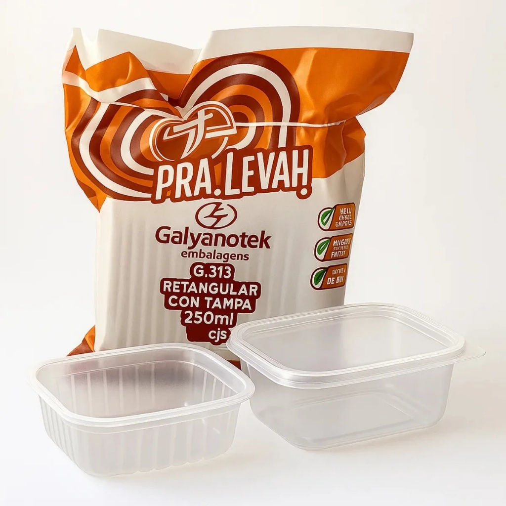 10 Pote Plástico 250ml c Tampa Freezer Microonda Marmita Fit Vasilha Refeição Delivery Sobremesa