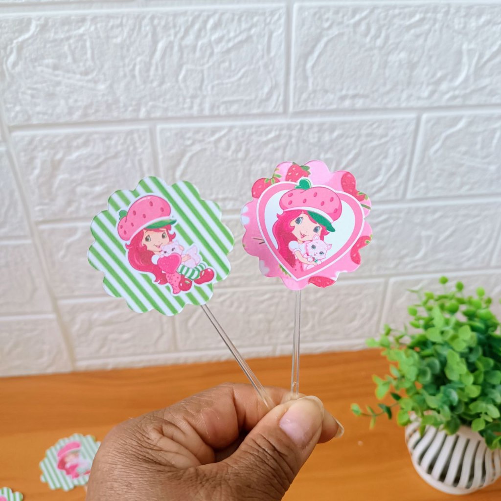 Topper de Docinho Personalizado Moranguinho Tags  Apliques Lembrancinhas para festa infantil Aniversário
