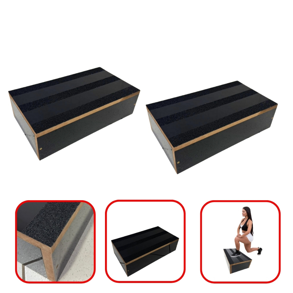 Kit 2 Step Caixote MDF 50x28x14cm Antiderrapante Academia Treino Exercício Funcional Fitness