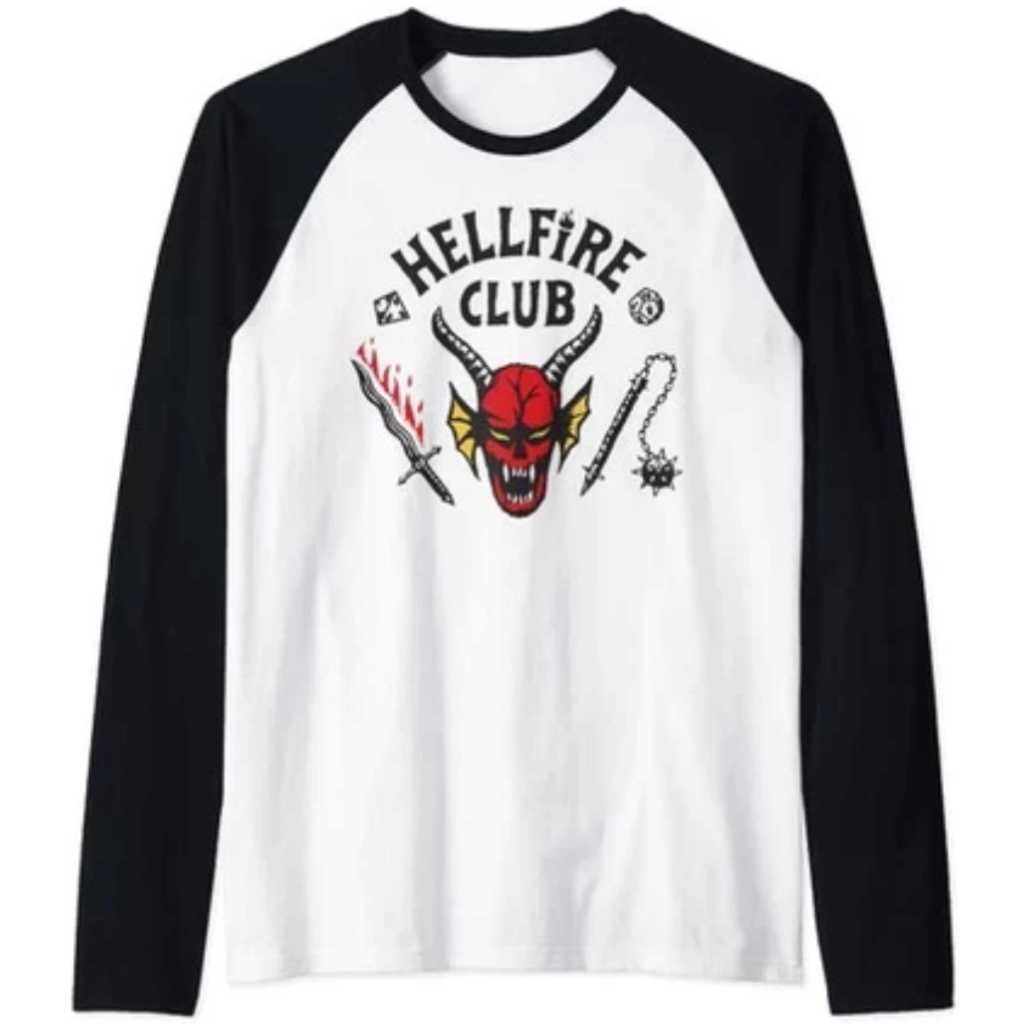 Camiseta Stranger Things Hellfire Club Manga longa Raglan