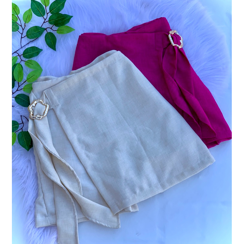 short saia linho forrado  fivela dourada do PP ao G2