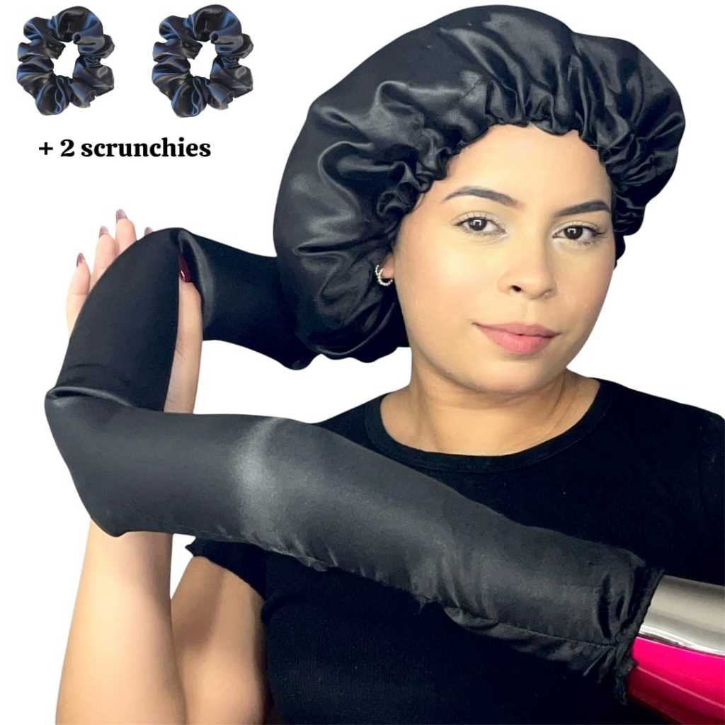 Touca Difusora Cetim Dupla Face + Brinde Antifrizz | Para Secador, Cacheados, Crespos e Naturais