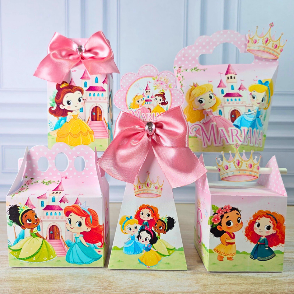 Kit Festa PRINCESAS DISNEY Personalizada - Lembrancinhas - Festa Aniversários Caixa Milk Caixa Pirâmide (PEGUE E MONTE)