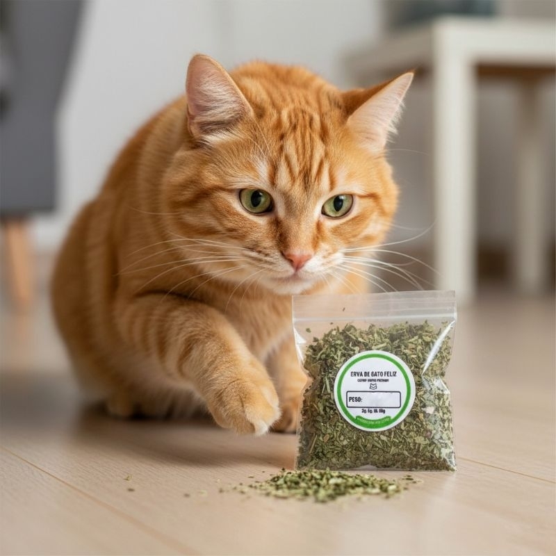 Erva de Gato (Catnip) Super Premium Natural - 2g, 5g, 10g ou 15g - Diversão para Seu Felino!"