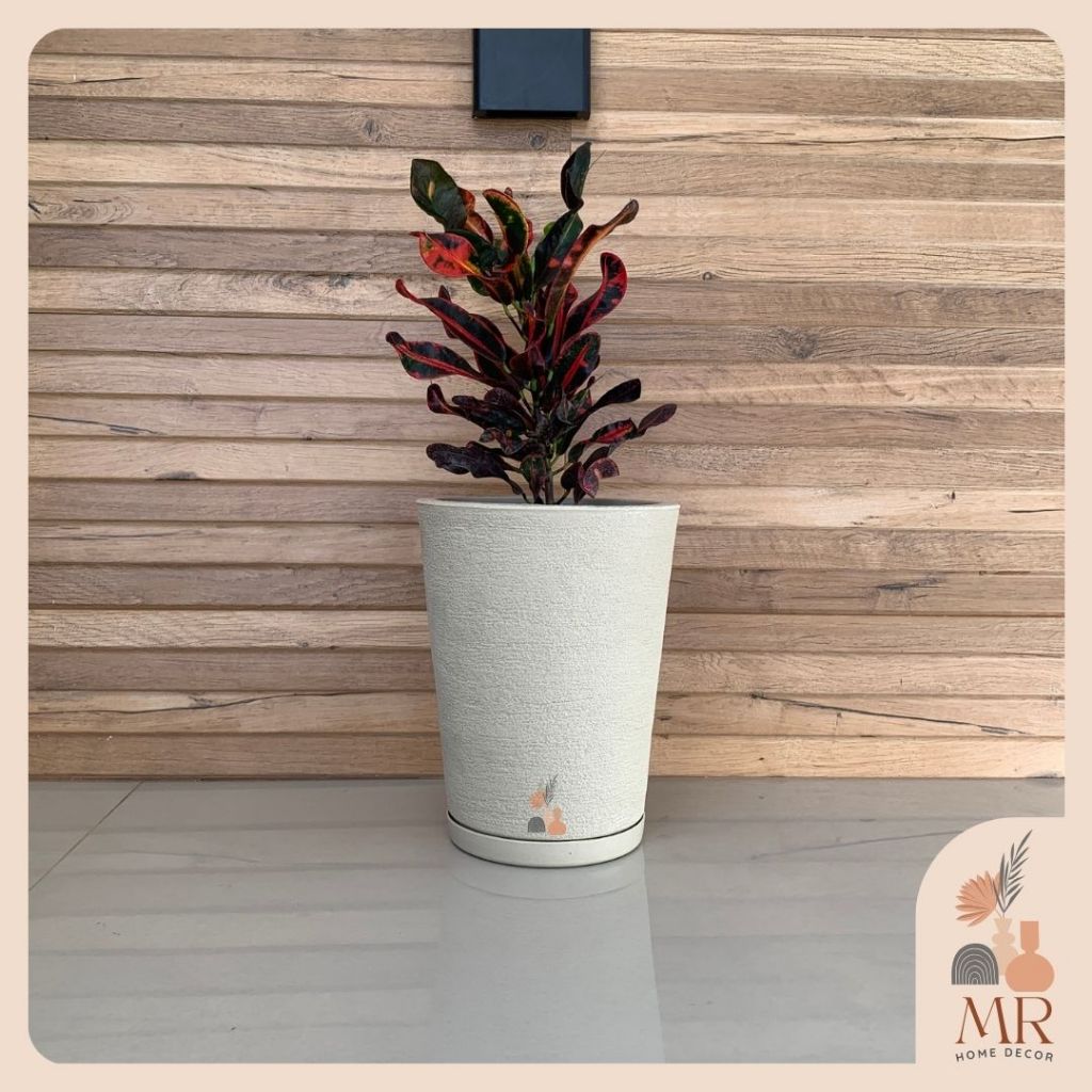 Vaso Para Plantas Pequeno Coluna Grafiato Sala Varanda e Jardim 31cm Ambiente Interno e Externo