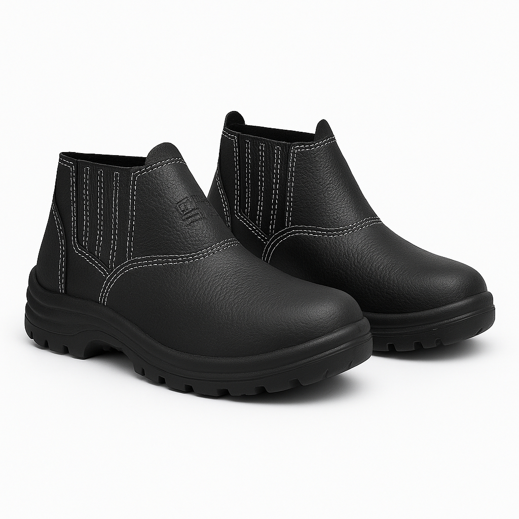 Botina Bota de Segurança em Couro com CA para Trabalho em Oferta na Shopee