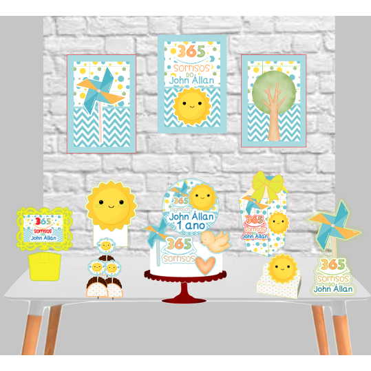 Kit Festa  365 sorrisos  só um bolinho personalizado/mesversário aniversário/ Lemb