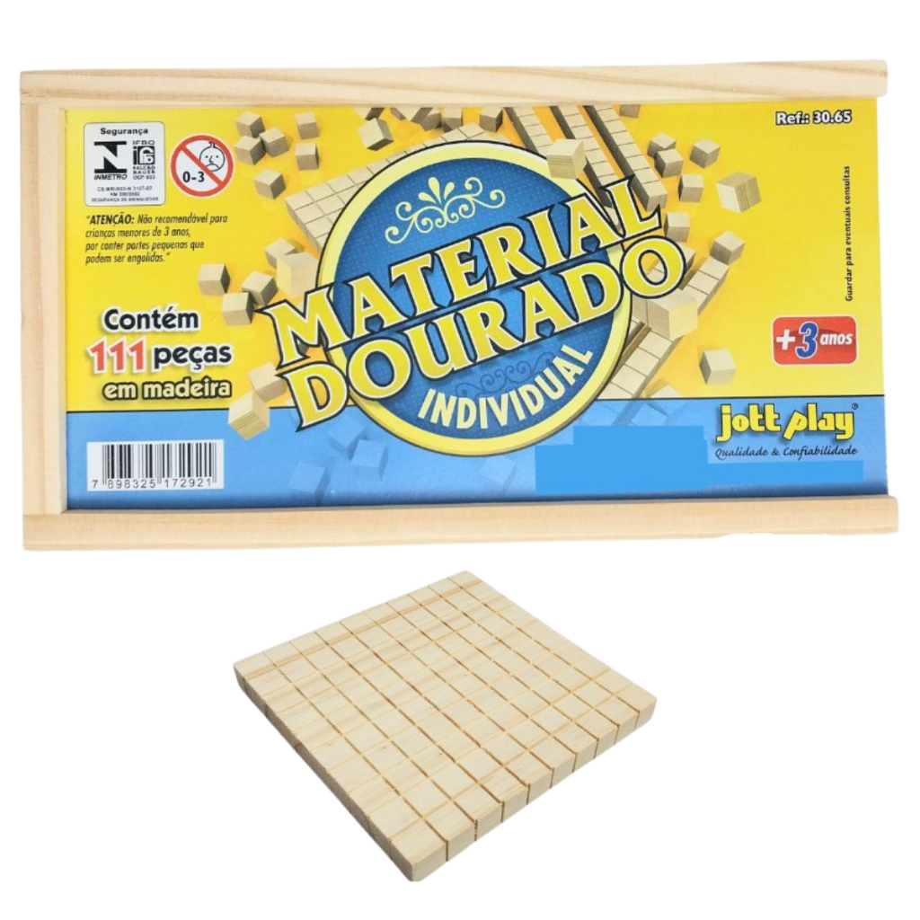 Material Dourado Individual 111 Pçs Madeira Educativo Jott Play Pais Filhos Matemática Pedagógico