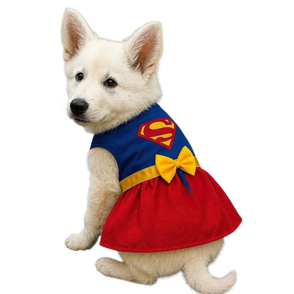 Roupa Pet Vestido Carnaval Super Pet Cachorro e Gato – Velcro Ajustável