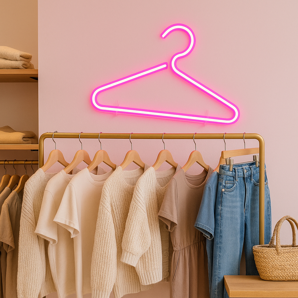 Letreiro Luminoso Placa Neon Led Cabide Rosa em Oferta na Shopee