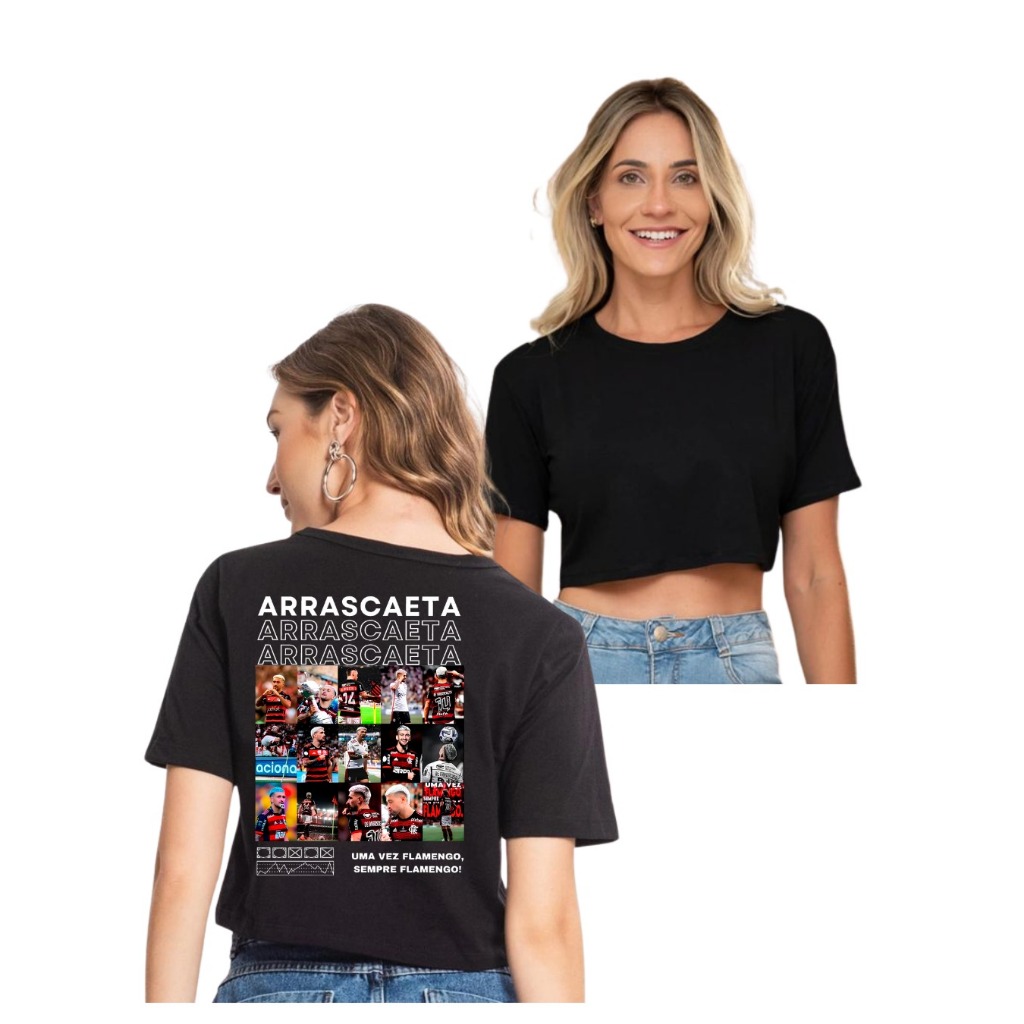 Camiseta Cropped Arrascaeta Jogador Futebol Promoção Adulto