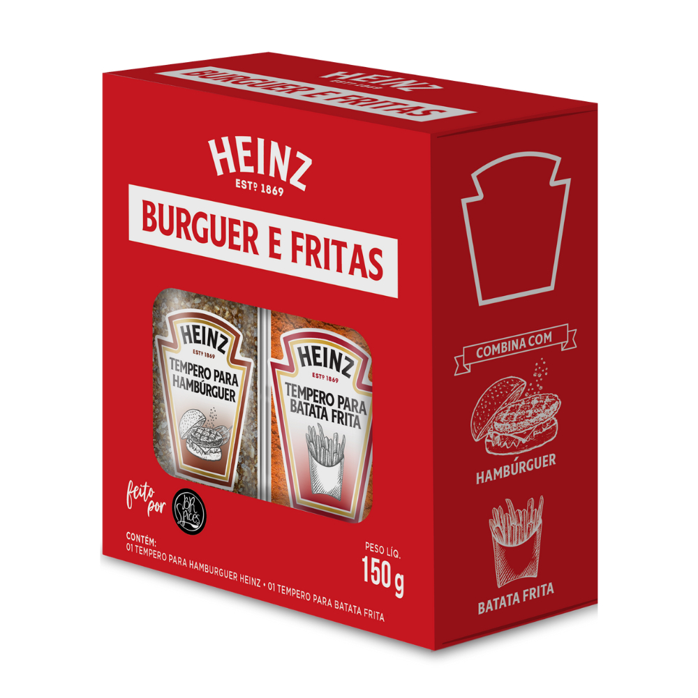 Kit Heinz Com 2 Temperos: Para Hamburguer e Para Batata Frita - Kit 150g em Oferta na Shopee