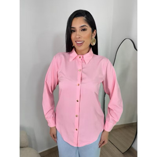camisa feminina social com manga longa em Oferta na Shopee