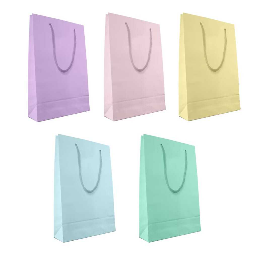 KIT 10/20/30/40/50 UNIDADES sacolas de papel várias cores (CANDY) LISAS TAMANHO 23x16x6 CM