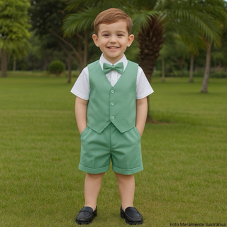 Conjunto Social Infantil Masculino Colete Verde Roupa Festa Casamento Batizado Formatura em Oferta na Shopee