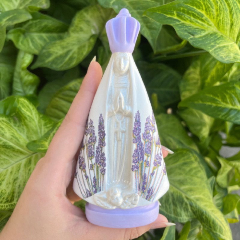 Nossa Senhora Aparecida 15cm Decoupagem na cor Lavanda/Decoração delicada/Lembrança batizado/lembrança de casamento