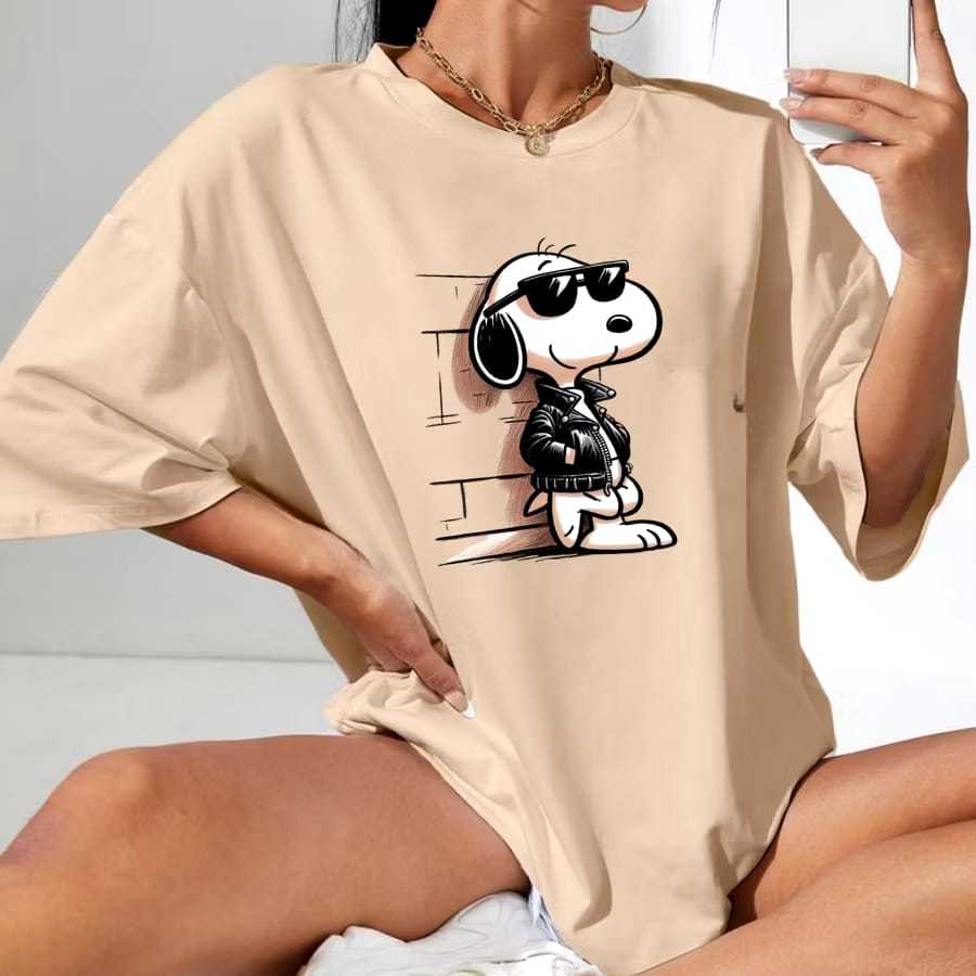 Camiseta Camiseta Snoopy Personagem Desenho Blusa De Algodão Caminhada Academia treino