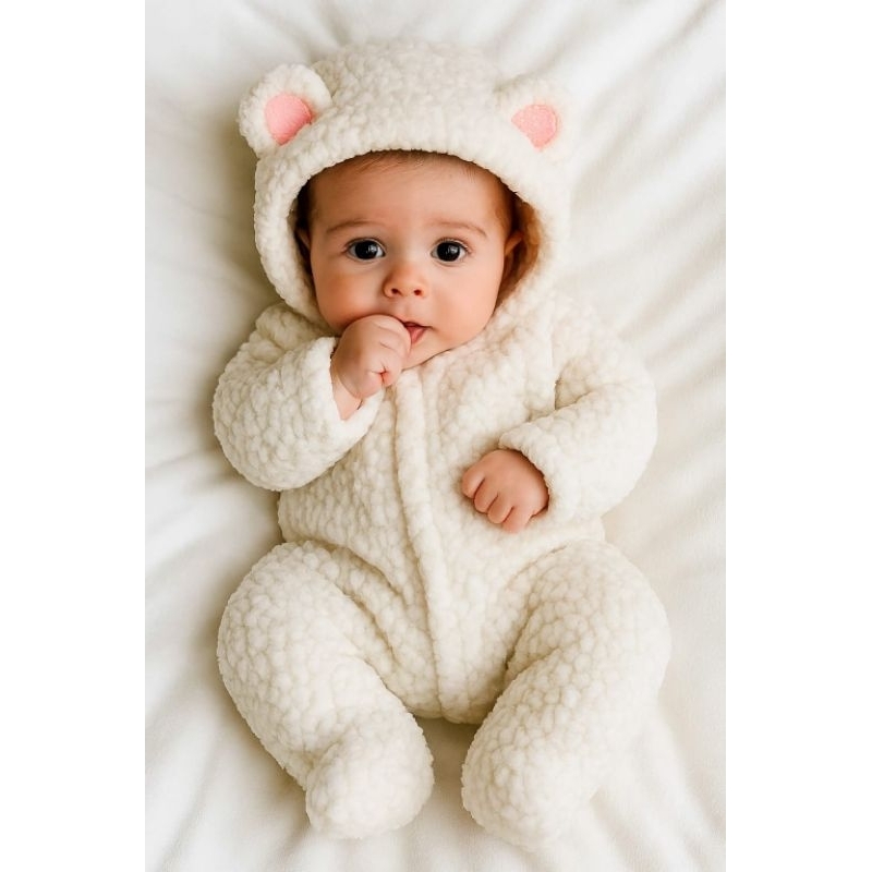 Macacão de inverno para bebês Ovelha de 0 até 12 meses.confeccionado em material antialérgico. em Oferta na Shopee