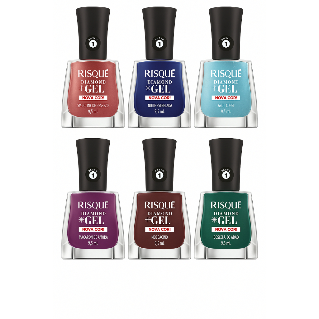 Kit 6un Esmalte Risque Diamond Gel