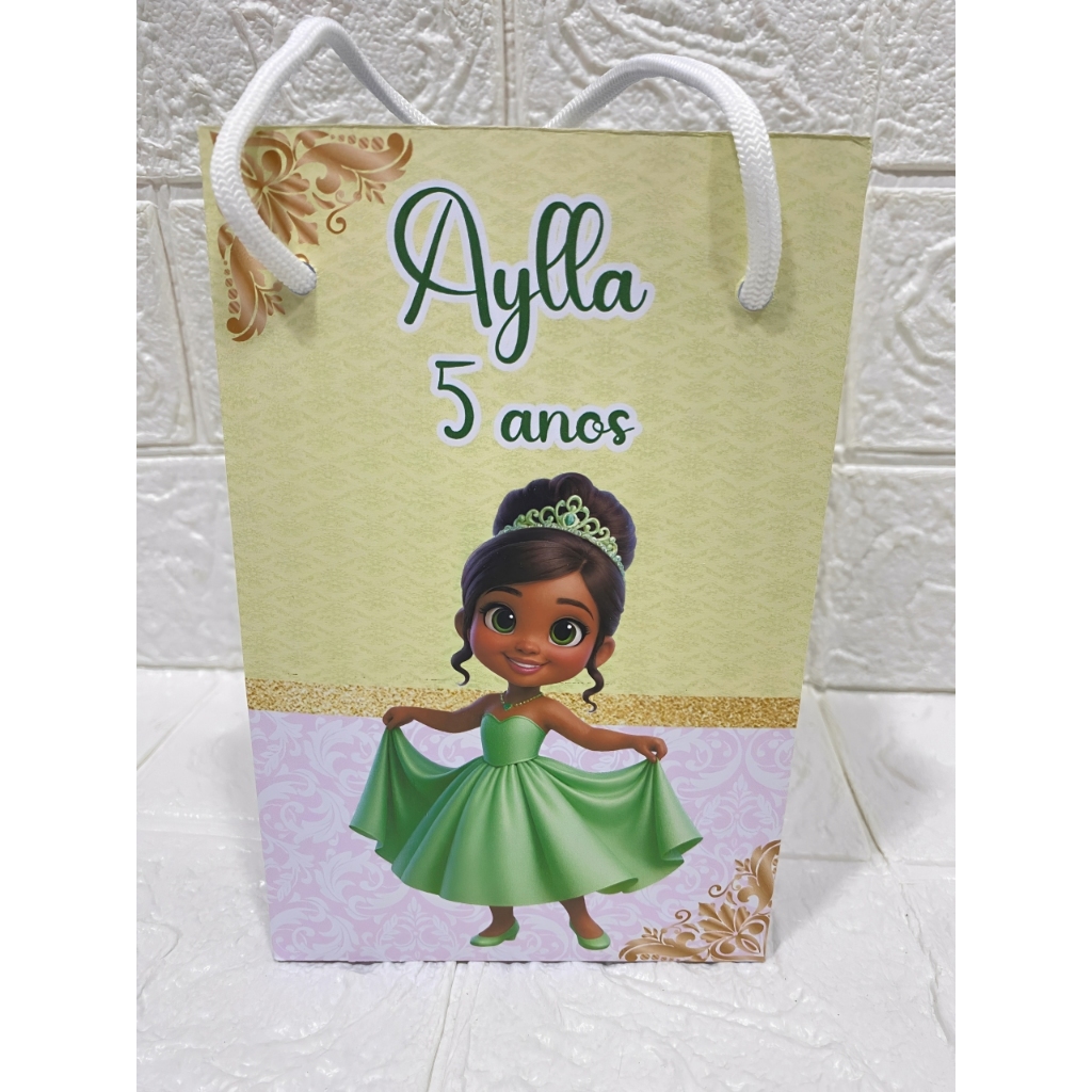 Sacolinha Surpresa Personalizada Tiana Baby  A Princesa e o Sapo Com Alças PEGUE E MONTE