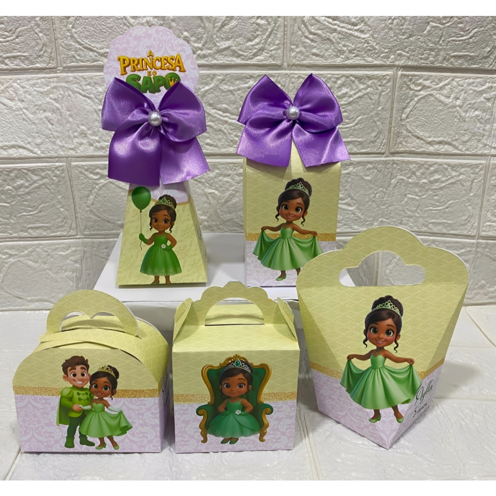 kIT Festa Tiana Baby  A Princesa e o Sapo Personalizados Lembrancinhas Caixinhas para festa PEGUE E MONTE