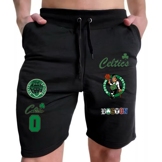 BERMUDA DE MOLETOM MASCULINA SHORT MOLETOM ESTILOSO CELTICS FLANELADO COM AJUSTE CORDÃO CORRIDA ACADEMIA TREINO PRAIA