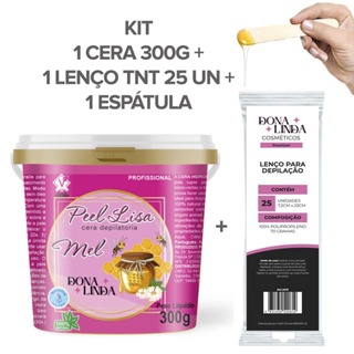 Kit Cera Hidrossolúvel Mel Peel Lisa 300g + 25 Lenços + Espátula Vegana | Depilação Prática em Oferta na Shopee