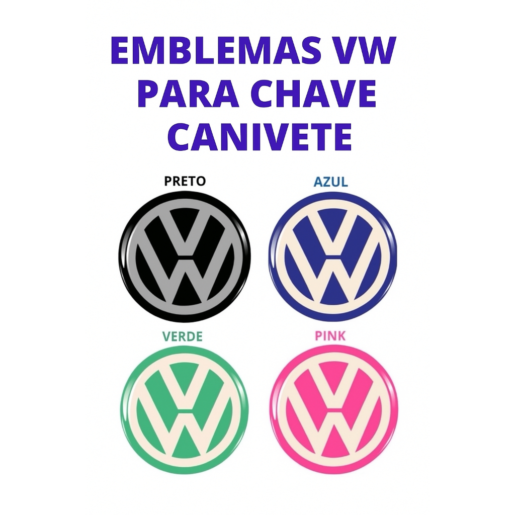 Adesivo Resinado Emblema VW Volks Alto Padrão Centro Chave Canivete