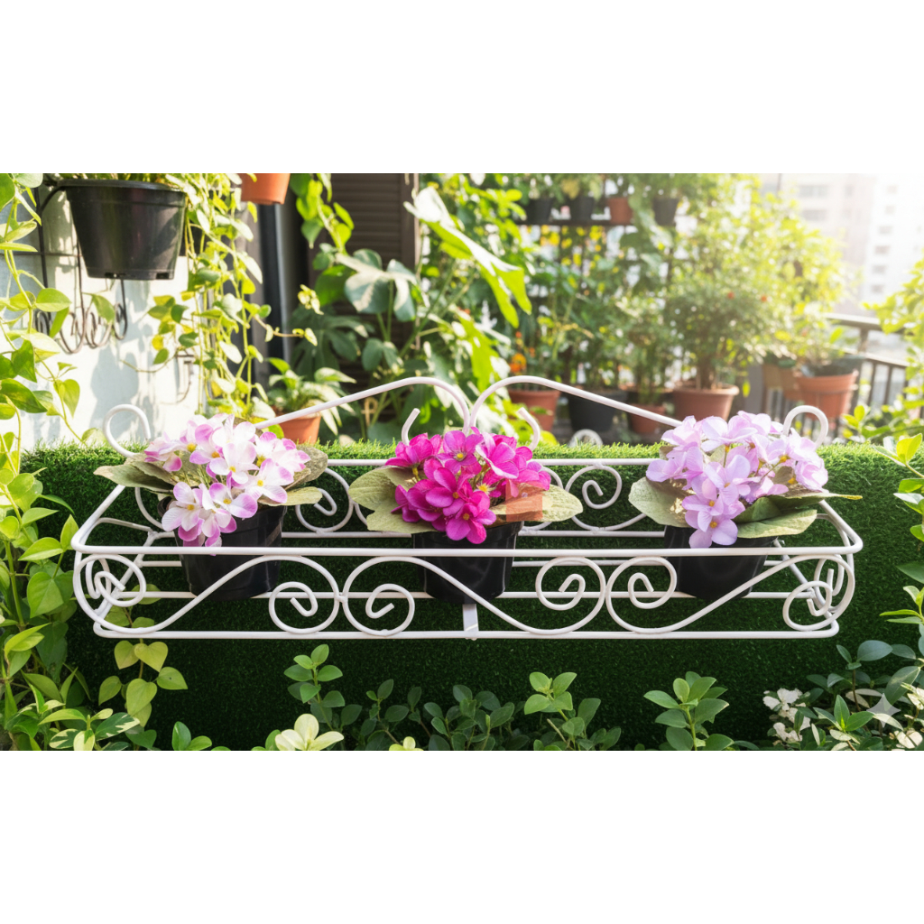 Floreira branco De Escada Em Ferro Decoração De Jardim Suporte Planta 40cm, 60cm, 80cm, 1m e 1,20m