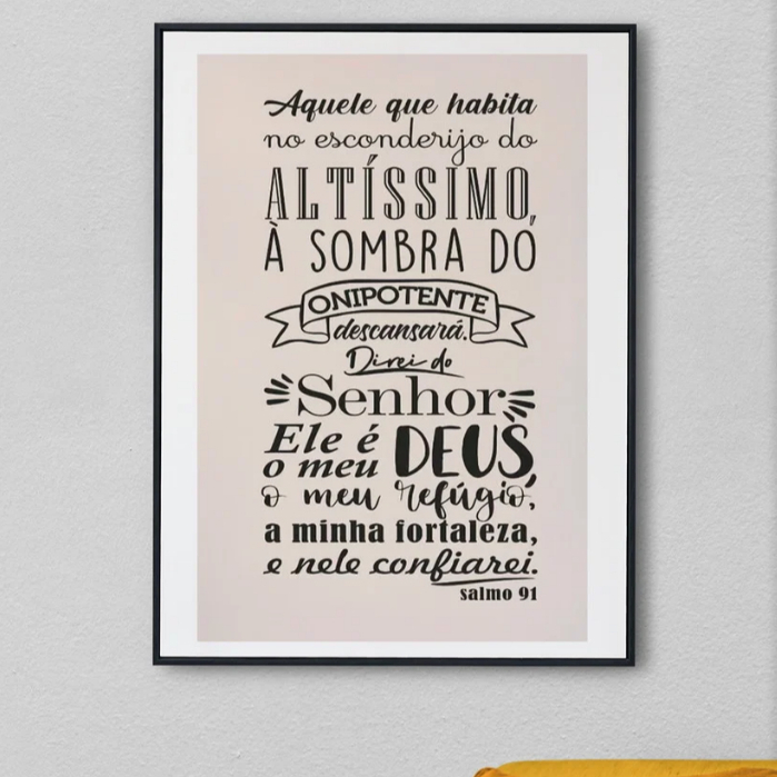 Quadro Decorativo 1 Peça Salmo 91 Religioso Partes Bíblicas Decorativos Sala Quarto