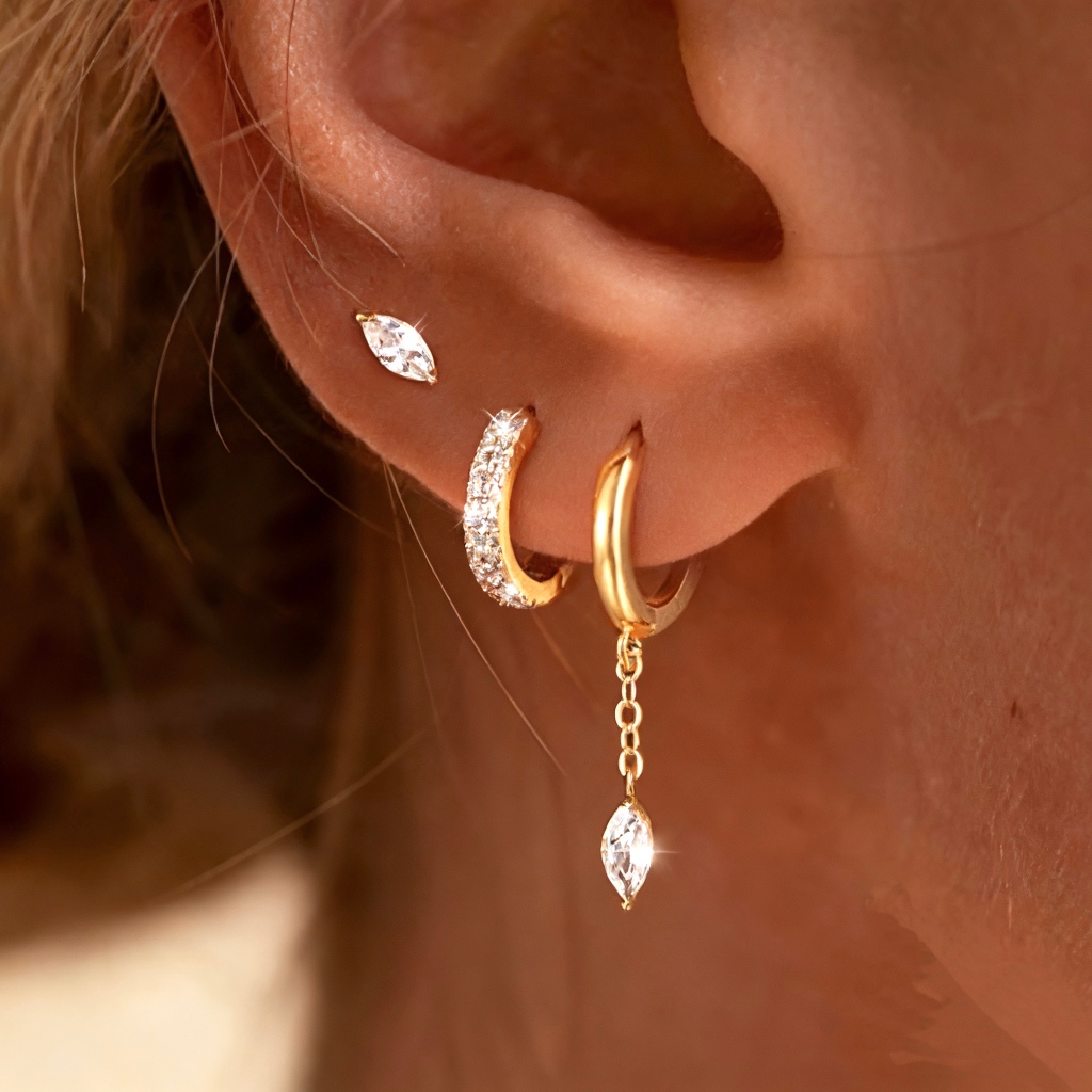 Kit 3 pares de brincos de prata 925 de luxo femininos com borla e zircônia de alta qualidade banhado a ouro 18k