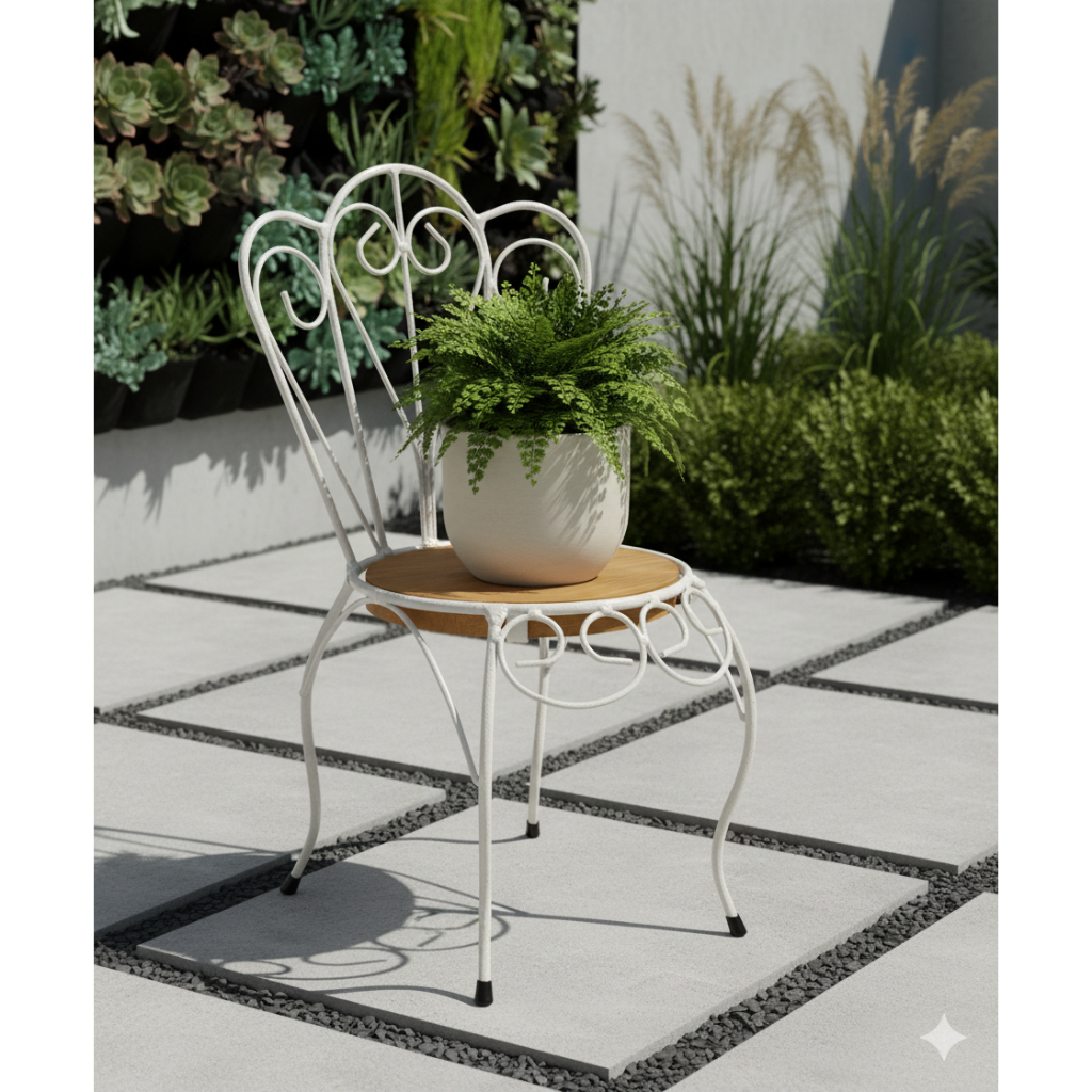 Mini Cadeira De Decoração Suporte Vasos Plantas Cadeirinha Infantil Ferro/Madeira Oferta De Fabrica
